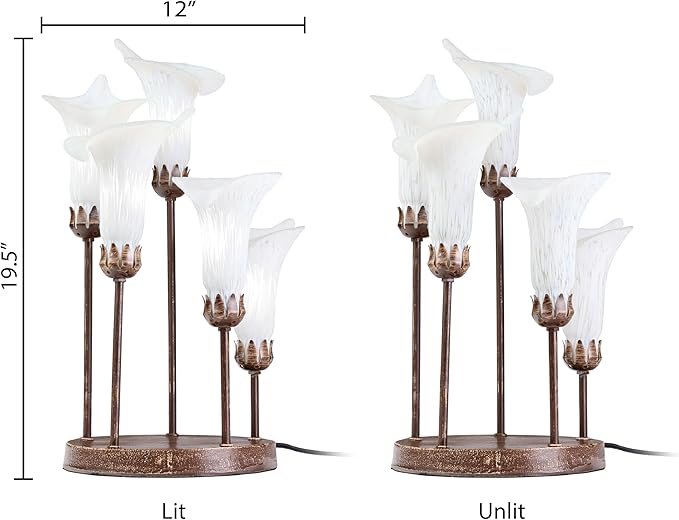 RIVER OF GOODS 19.5" H Calla Lily Bronze Base with White Glass Bell Shades Candlestick Table Lamp