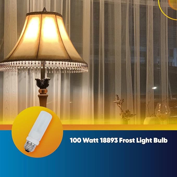 Technical Precision 100W 120V Halogen Bulb Replacement for Osram Sylvania 18893 T10 Double Envelope Bulb - E26 Medium Screw Base - 2900K Warm White - Frost - 1 Pack