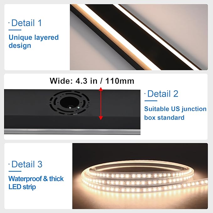 MELUCEE Modern 40" Linear Led Exterior Wall Light 30W 5 Color Dimmable Wall Sconces Set of 2, IP65 Waterproof Long Outdoor Garage Lights Black Patio Light Fixture Outside Lights for house, 3000K-6000K
