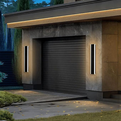 Yaohong 2 Pack 24 inch Long Outdoor LED Wall Lights, Modern Black 3000K-6000K Dimmable Exterior Lighting Fixtures, IP65 Waterproof Outdoor House Lights Wall Mount Outside Wall Lights for House Garage