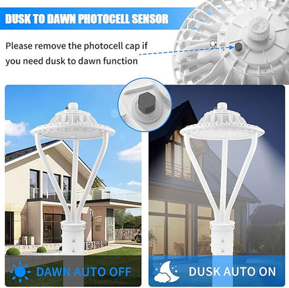 LED Post Top Light 30/50/75W Adjustable 9750 LM 3000/4000/5000K LED Circular Area Light Outdoor Pole Lights with Photocell, IP67 Parking Lot Lights Fixture Commercial Lighting, 100-277V ETL&DLC Listed