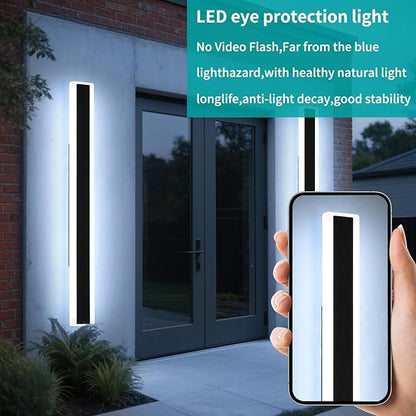 Mikeru 2Pack 70.8inch Long Led Wall Light, 6000k Cool White Modern Outdoor Wall Light Ip65 Waterproof Black Acrylic Porch Exterior Lighting Fixtures, Exterior Wall Mount Lights