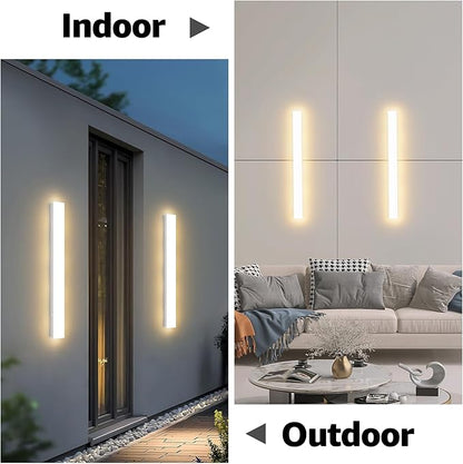2 Pack 24inch Long Outdoor White Wall Lights 20W 3000K Modern Porch Lights Acrylic Waterproof IP65 Exterior Wall Light Fixtures for House Patio Porch Courtyard (White)