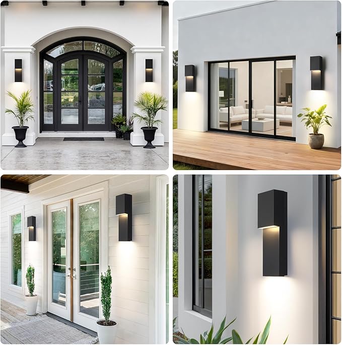 Fire Wolf Modern 18W LED Outdoor Wall Sconce,Dual-Source Front Porch Light,Aluminum Modern Wall Light,3000K,Damp Environments Such as Porches,Terraces,Gardens,Indoor/Outdoor Applications T-L-DM-58