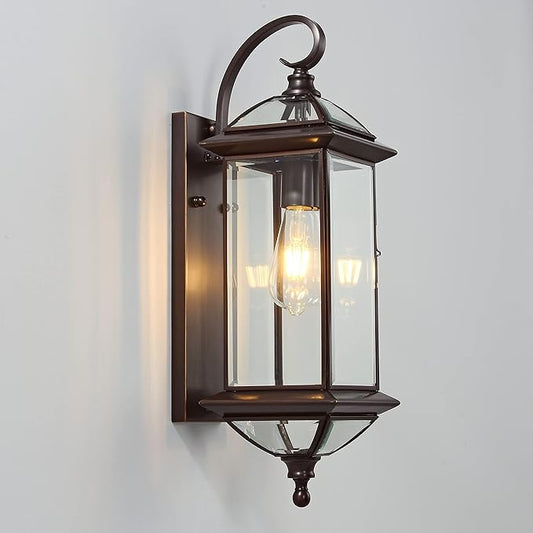 20'' H Copper Outdoor Wall Lights Large Oil Rubbed Bronze Exterior Lighting Fixtures Vintage Porch Lights with Clear Glass Wall Lantern for Patio Garage Front Porch 1 Pack