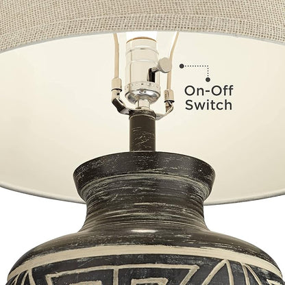 John Timberland Miguel Rustic Southwestern Style Table Lamp 32" Tall Earth Tone Jar Linen Fabric Drum Shade Decor for Living Room Bedroom House Bedside Nightstand Home Office Entryway Reading