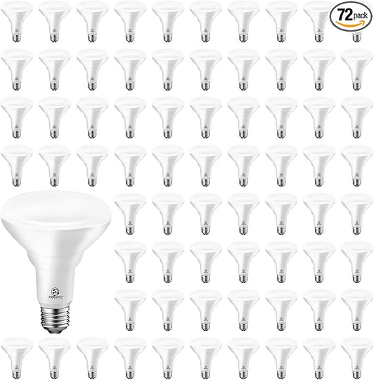 Energetic 72PK LED Flood Light Bulbs BR30, 65W Equivalent, Dimmable, Warm White 3000K, Indoor Flood Lights for Recessed Cans, UL Listed
