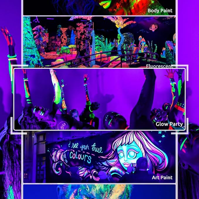 UV LED Black Light Bulbs, 9W E26 LED Blacklight Bulb, Black Lights for Glow Party, Bedroom, Black Light Fluorescent Poster, Body Paint (6 Pack)