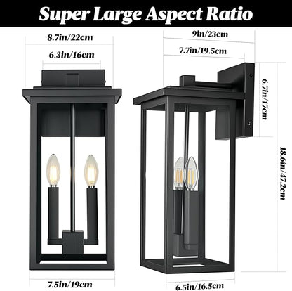 Large Outdoor Porch Light Outdoor Wall Lantern Sconce Black Exterior Light Fixtures Waterproof Outside Lights For House,Garage,Carriage Lights Exterior Porch With Thick Clear Glass, E12 Socket