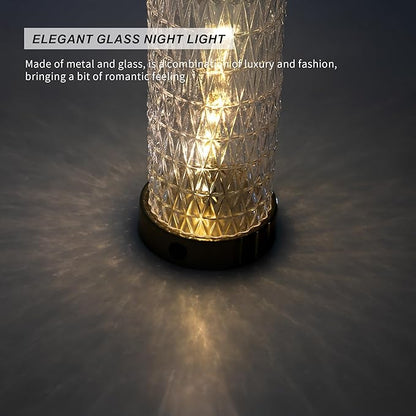 Oneach 27.75” Table Lamps Set of 2, Black Modern Bedside Lamp with LED Night Light, USB A+C, Glass Lamps for Living Room, Bedroom, Nightstand, Office, End Table (2 Bulbs Included)