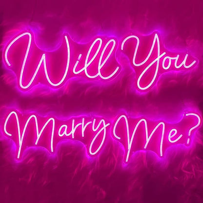 Super Large Will You Marry Me Neon Sign，80.1 inches Marry Me Sign Neon Light for Wedding Engagement Party Backdrop Wall Decor, Rose Red