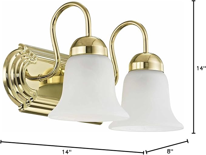 Livex Lighting 1072-02 Riviera 2-Light Bath Light, Polished Brass, 14 x 8 x 8