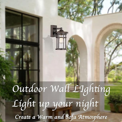 Casia Outdoor Wall Sconces, Exterior Wall Lantern, Farmhouse Porch Lighting Fixture, Front Door Mounted Lights, Outside Lighting Lamp for Patio, Porch, Garden,Balcony(Oil Rubbed Bronze, 12" H)