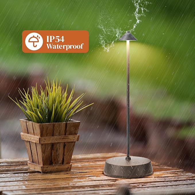 Cordless Table Lamp Rechargeable, Battery Operated 6000mAh Desk Lamp Touch Dimmable Lamp Outdoor Waterproof Portable Wireless Table Light, Small Table Lamp for Restaurant Bar/Outdoor (Gray-2PC)