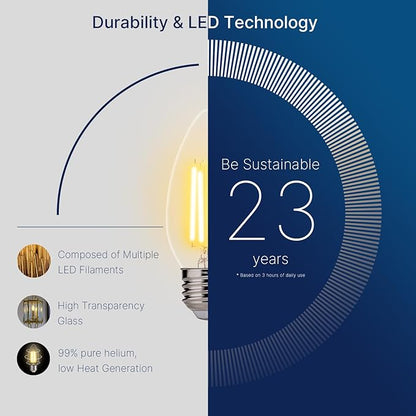 FLSNT Dimmable LED Candelabra Light Bulbs 60W Equivalent E26 Base, B11 LED Chandelier Candle Light Bulbs, 2700K Soft White, 6 Pack UL,CA65 Listed.
