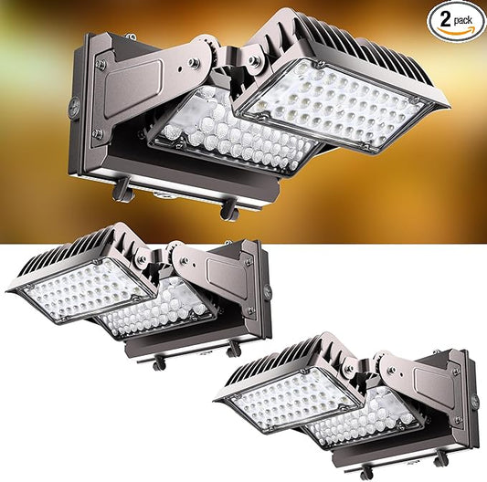 2Pack 220W LED Wall Pack Lights, 360° Adjustable Panel with Dusk to Dawn Photocell, 33000Lm 5000K Daylight, IP65 Waterproof & Advanced Heat Dissipation Outdoor Security Lighting