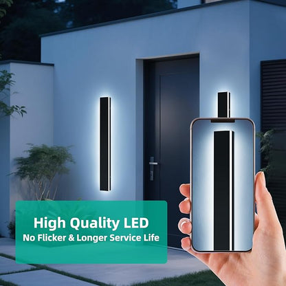 Upgrade Widened 2 Pack 39.3inch Outside Wall Mount Light Fixtures, 3000K-6000K Dimmable Modern LED Wall Sconce, IP65 Waterproof Long Strip Lighting for Porch, Patio, Garage with Remote Control