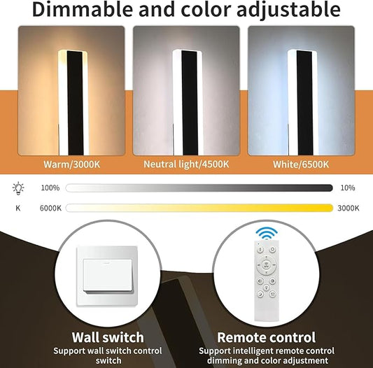 79inch Outdoor Dimmable Wall Sconces, Modern Wall Mounted Lights, 3 Color 3000K/4500K/6000K, IP65 Waterproof Minimalist Long Porch Light Fixture for Patio Garage Fence with Remote Control