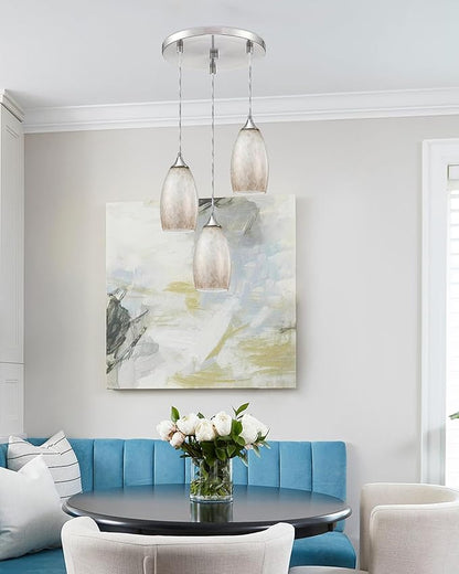 2 Pack 4.65 Inch Handblow Art Off White Glass Lamp Shade Pendant Ceiling Chandelier Wall Sconce Light Replacement Oval Glass Shade Fixture