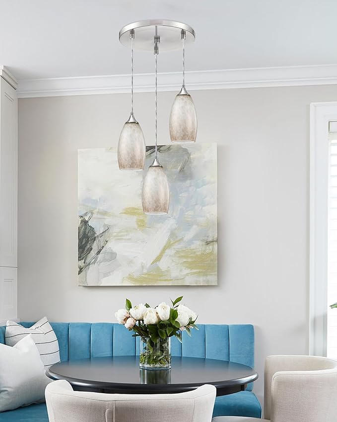 3 Pack 4.65 Inch Handblow Art Off White Glass Lamp Shade Pendant Ceiling Chandelier Wall Sconce Light Replacement Oval Glass Shade Fixture