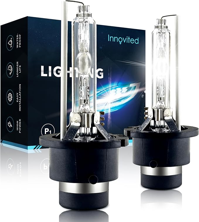 Innovited D2S HID Xenon Headlight Bulbs 12000K Pure Blue High Low Beam 66040 66240 85122,etc Replacement Bulb - Pack of 2