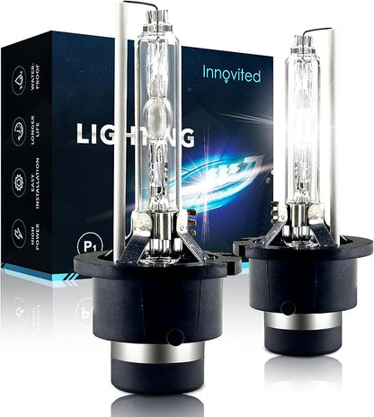 Innovited D2S HID Xenon Headlight Bulbs 6000K Cool White High Low Beam 66040 66240 85122,etc Replacement Bulb - Pack of 2