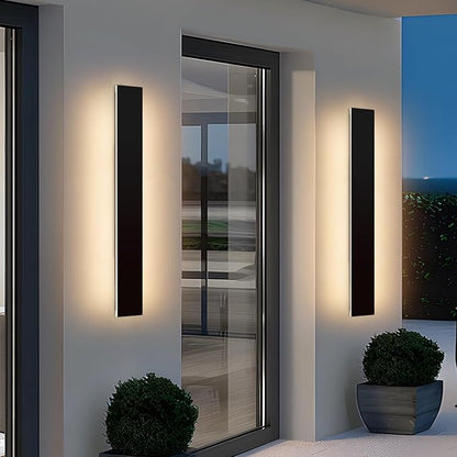 Mikeru 2 Pack Upgraded 39.3" Long LED Wall Sconce, 4.3" Wide IP65 Waterproof Outdoor Wall Lights, 3000K Warm White Exterior Lighting Fixtures for Front Porch, Garage, Basement & Patio