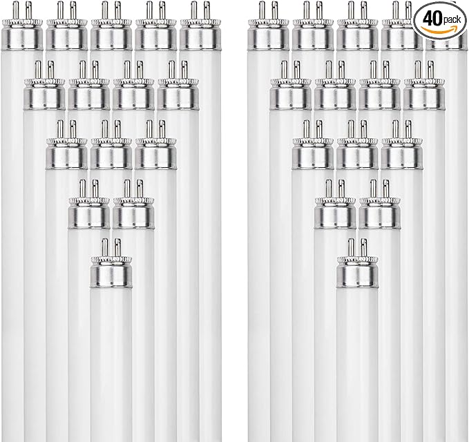 Sunlite 30330 F28T5/830 4 Foot T5 Linear Fluorescent Lamp, 28 Watts, 2500 Lumens, 3000K Warm White, Miniature G5 Bi-Pin Base, ROHS Compliant, High Performance Straight Tube, 40 Pack