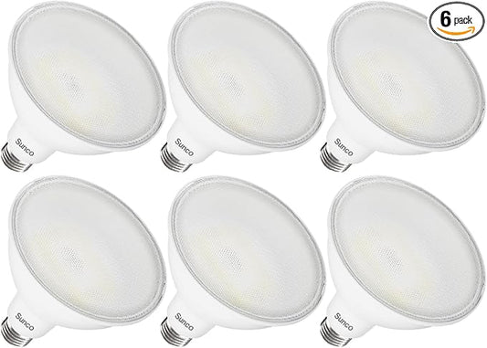 Sunco 6 Pack PAR38 LED Flood Light Outdoor Bulb, Exterior Waterproof Spotlight Lighting, 2800 LM, 20W (250W Equivalent), 5000K Daylight, Dimmable, E26 Medium Base UL