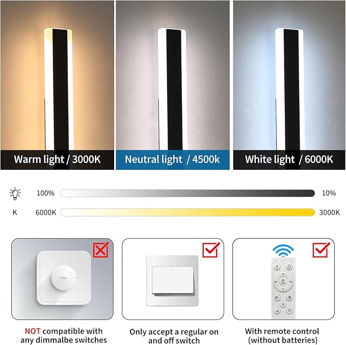2 Pack Modern Outdoor Wall Light, 71inch LED Long Linear Wall Sconce Dimmable 3000K-6000K, IP65 Waterproof, Exterior Wall Mount Lighting for House, Porch, Patio, Yard, Garage with Remote Control