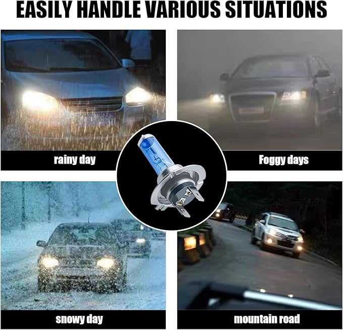 2 PCS H7 Car Halogen Bulb, 12V 100W High-power Stone Car Bulb Low Beam, Universal Automotive Replacement Accessories, Product Compatible with Cars, Trucks, Vans, SUVs, Trailers (White)