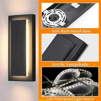 11.8" Outdoor Wall Lights, Black Led Wall Sconces,Exterior Light Fixtures Wall Mount, 3000K Warm White,Waterproof Modern Porch Hallway Front Door Lights 360°Beam Angle 1 Pack