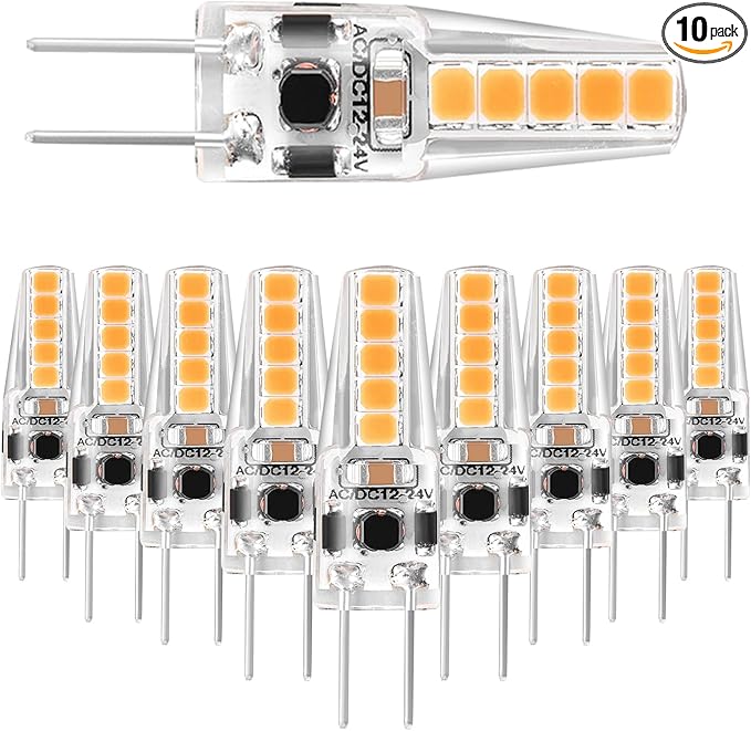 G4 LED Bulb, 2W Equivalent to 15W-20W Halogen Bulb, T3 JC Type Bi-Pin G4 Base, AC/DC 12V for Under Cabinet Puck Light Chandeliers Landscape Lighting, 2700K Warm White （10 Pack