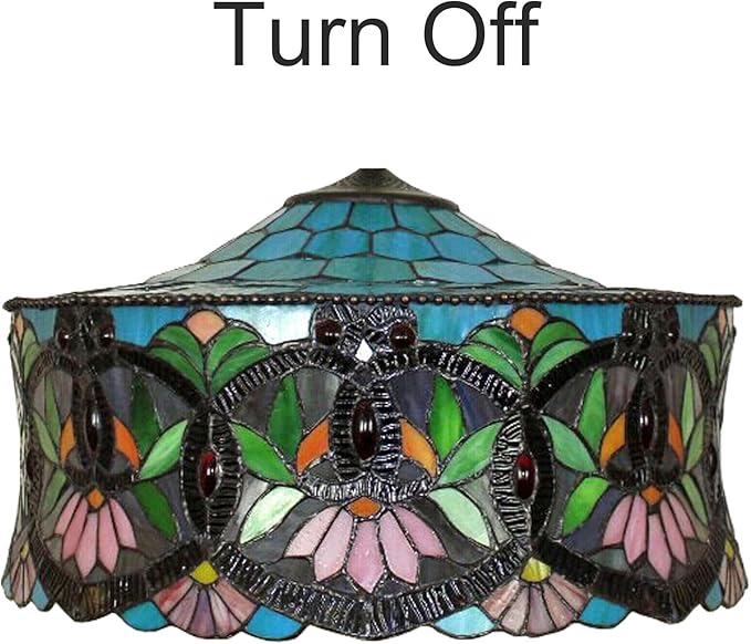 18 Inch Lamp Shade Replacement, Only Tiffany Style Stained Glass Lamp Chimney Straw Hat Floral Design, Baroque Rose Sunflower Orange Green Beige Fit for Table Lamp Pendant Light Floor Lamp,A
