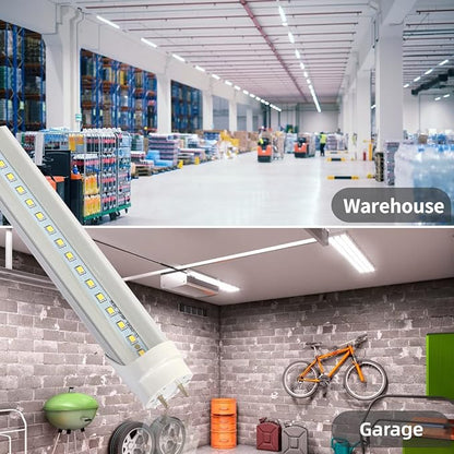 2FT T8 LED Tube Light,12W(30W Equivalent),Ballast Bypass,1560LM,Led Replacement F20T10 T20T12 Flourescent Tube,5000K, Dual Ended Power, Clear Cover(4-Pack)