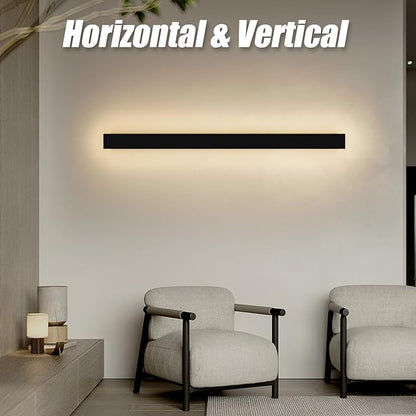 2 Pack 31.5inch Long Outdoor LED Wall Lights 24W Black 3000K Warm White Porch Lights Acrylic Waterproof IP65 Exterior Wall Light Fixtures for House Patio Porch Courtyard
