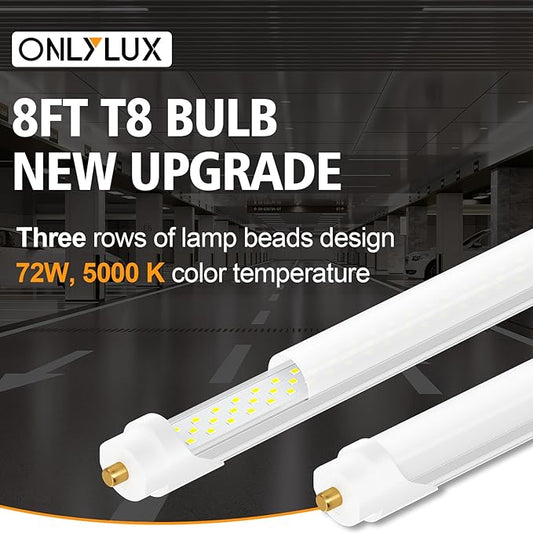 8 Foot Led Lights, T8 8ft Led Bulbs, 72W 9000LM F96t12 Replacement Tubes, Frosted Cover, Fluorescent Light Bulb, 5000K led Shop Light(10 Pack)