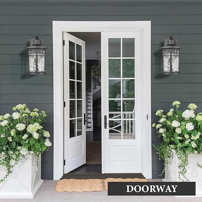 Darkaway 2pcs Large Outdoor Porch Lights Wall Mount, 15inch Outside Light Fixtures Sconces Wall Lighting with Water Ripple Glass Waterproof Exterior Lights for Patio Yard Garage
