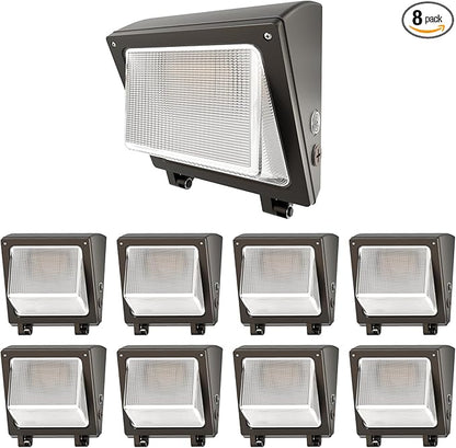 LED Wall Pack Light 8Pack 75/65/50W with Dusk-to-Dawn Sensor, 11250 LM 6000/5000/4000K LED Security Flood Lighting, 120V Outdoor Wall Lights for Parking Lots|Warehouses|Factories|Yard