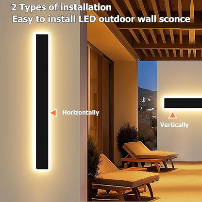 79in Modern Outdoor Lights Fixture,4.33in Wide Dimmable Exterior Wall Lights for Garage and Front Door,Long Outdoor Wall Sconce IP65 Waterproof,Black LED Outdoor Entrance Lighting
