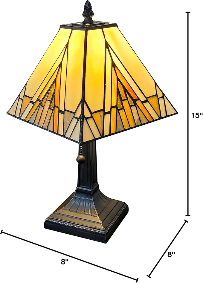 Amora Lighting Tiffany Style Mission Table Lamp with Vintage Stained Glass Decor