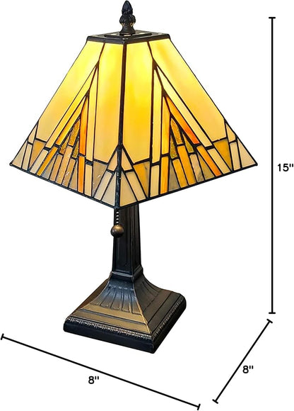 Amora Lighting Tiffany Style Mission Table Lamp with Vintage Stained Glass Decor