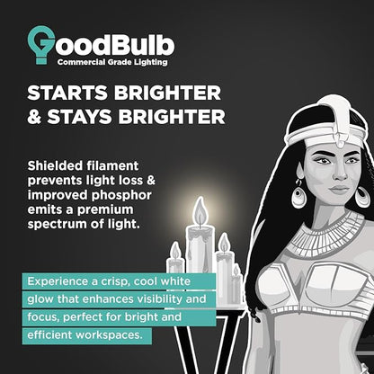 GoodBulb 54-Watt 46 Inch T5 Fluorescent Light Bulb 4100K Cool White Color Medium Bi-Pin Base 4950 Lumens 85 CRI 36000 Life Hours Instant/Programmed Start (Pack of 40)