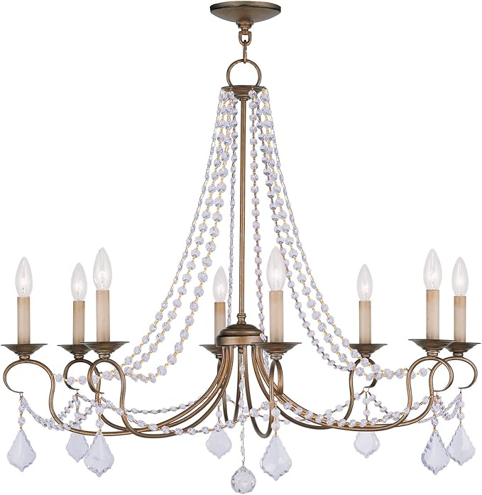Livex Lighting 6518-48 Pennington 8 Light Chandelier, Antique Gold Leaf