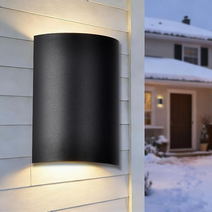 Alighting Modern LED Outdoor Wall Sconce Up Down Lights, 1371LM 3000K Waterproof Black Exterior Light Fixture for House, Sand Textured Iron Hardwired Outdoor Wall Mount for Garage, Front Door, Patio