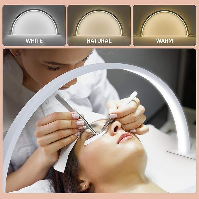 Bee Pro 29-Inch Half Moon Light for Nail Desk - Nail Light for Desk - Adjustable from 3000k to 6500k, It's Ideal for Nail Art, Eyelash Extensions, tattooing, and Skincare