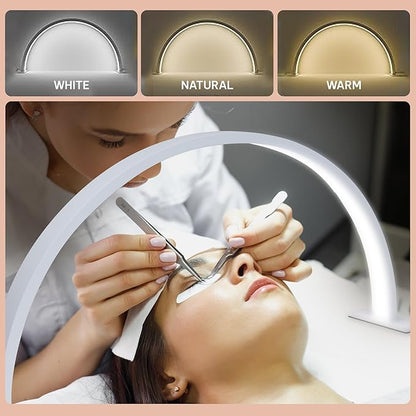 Bee Pro 29-Inch Half Moon Light for Nail Desk - Nail Light for Desk - Adjustable from 3000k to 6500k, It's Ideal for Nail Art, Eyelash Extensions, tattooing, and Skincare