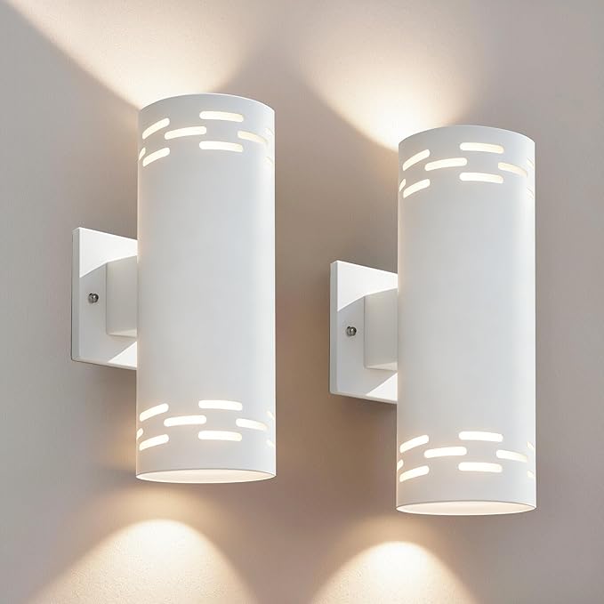Modern Outdoor Wall Lights,Stainless Steel, 23W 3000K Integrated LED Cylinder Up Down Wall Sconce Porch Lighting IP65 Waterproof Patio Wall Light Fixture for House Porch Entryway