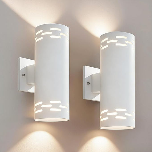 Modern Outdoor Wall Lights,Stainless Steel, 23W 3000K Integrated LED Cylinder Up Down Wall Sconce Porch Lighting IP65 Waterproof Patio Wall Light Fixture for House Porch Entryway