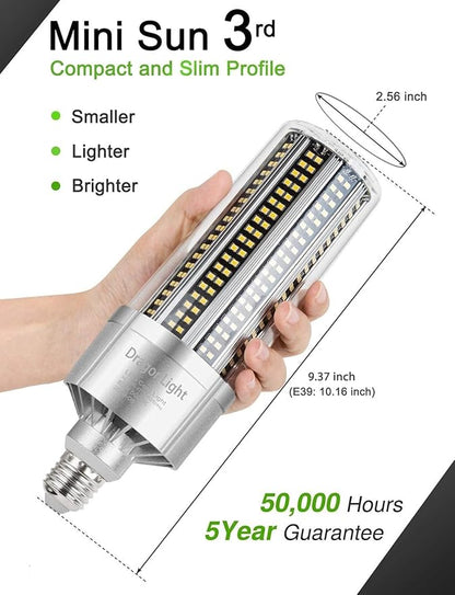 DragonLight 80W Commercial Grade Corn LED Light Bulb(600 Watt Equivalent) E26/E39 Large Mogul Base LED Lamp 5000K Daylight 9,600LM for High Bay Area Lightingea Lighting